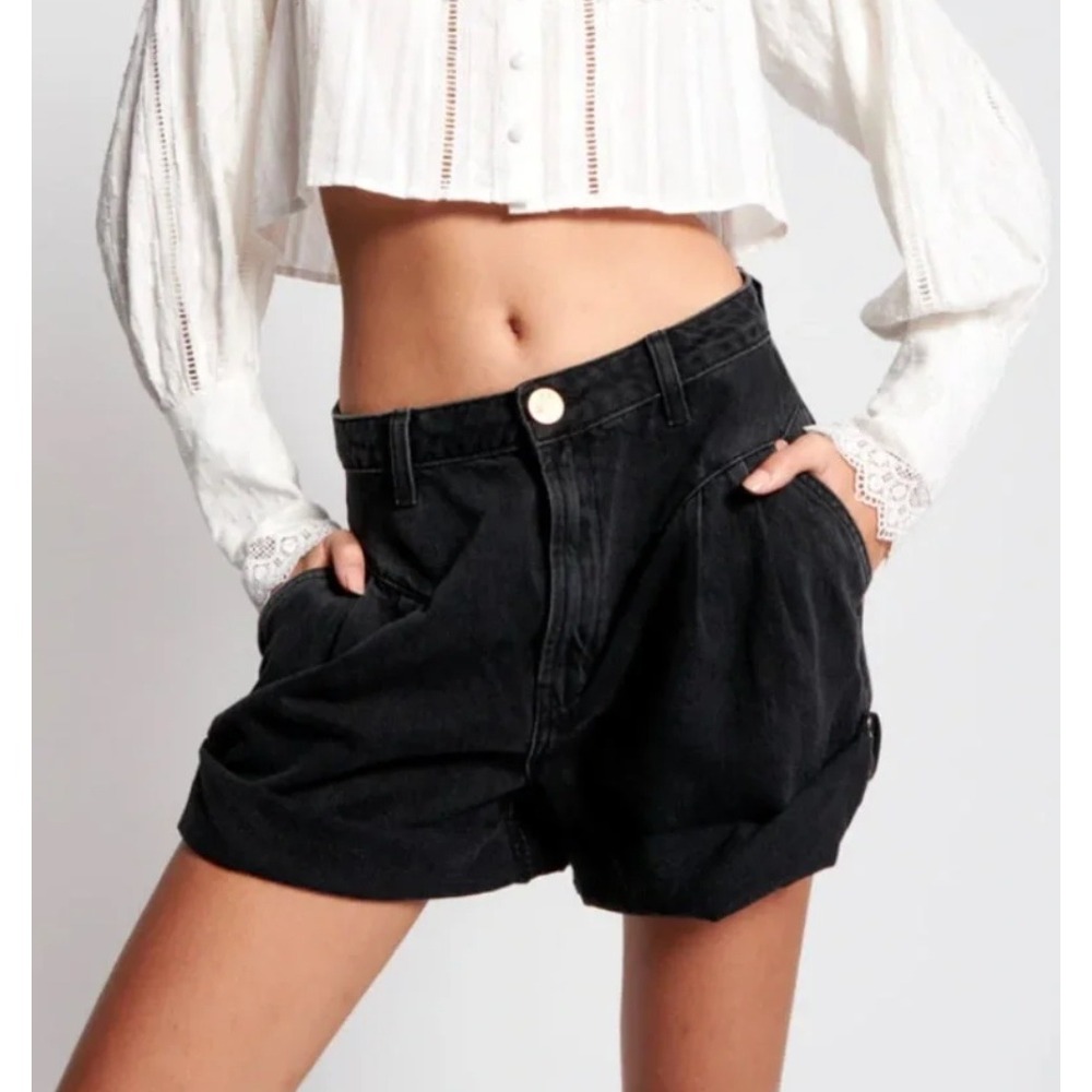 Oneteaspoon Women's Street Walker Shorts Washed Black High Rise Baggy Size 23